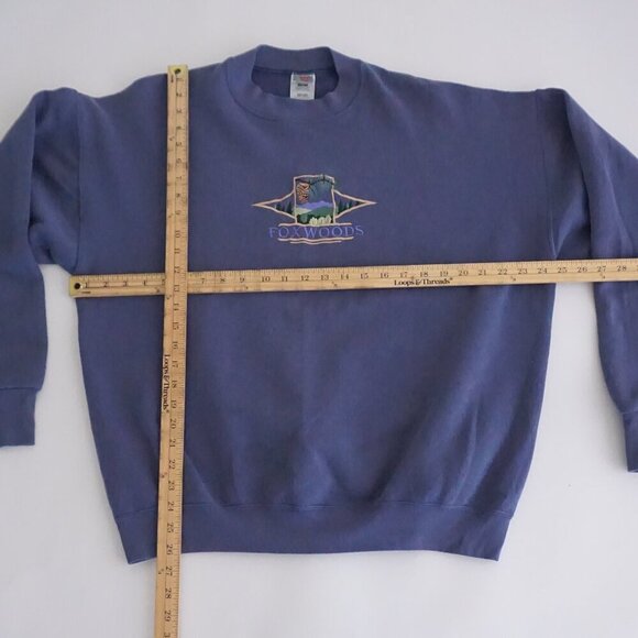90S Fruit Of The Loom Lavender Wilderness Foxwoods Outdoor Crewneck Sweater XL - Picture 3 of 10
